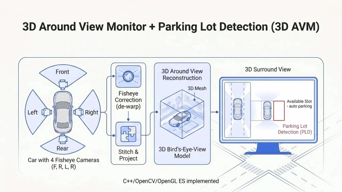 3D Around View Monitoring + Parking Detection (3D AVM)